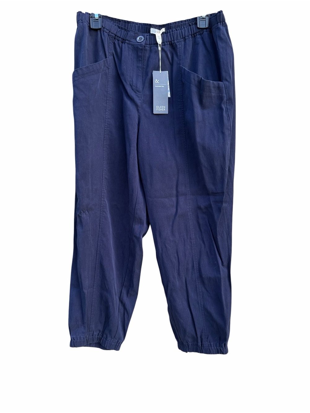 Eileen Fisher Navy Blue Cropped Tapered Pants size small NEW